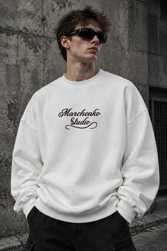 دورس پاییزه مردانه سه نخ پنبه گرم بالا رنگ سفید حامو | Hamo Minimal Cotton Sweatshirt