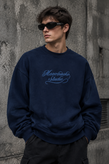 دورس پاییزه مردانه سه نخ پنبه گرم بالا رنگ سرمه ای حامو | Hamo Minimal Cotton Sweatshirt