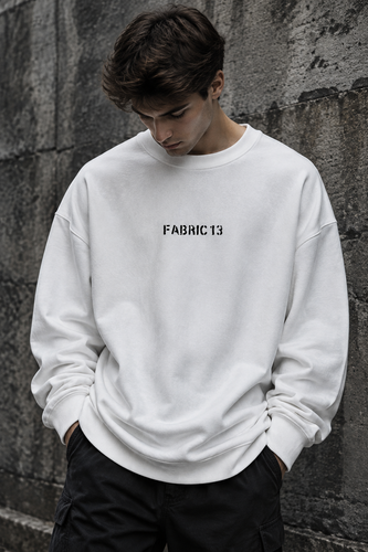 دورس سه نخ پنبه سفید FABRIC 13 مردانه | Hamo White Cotton Sweatshirt