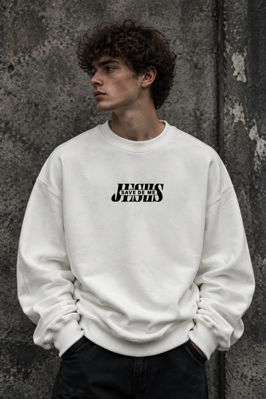 دورس پاییزه مردانه سه نخ پنبه گرم بالا گرافیکی رنگ سفید شیری حامو SAVEDE ME | Hamo Cotton Sweatshirt