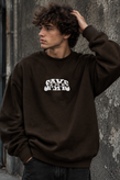 دورس پاییزه مردانه سه نخ پنبه گرم بالا گرافیکی رنگ قهوه ای موکا حامو SAVEDE ME | Hamo Cotton Sweatshirt