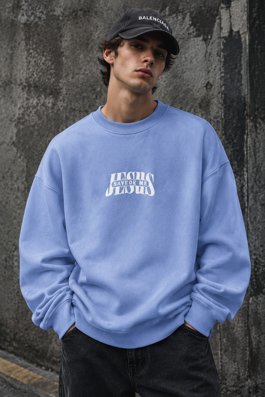دورس پاییزه مردانه سه نخ پنبه گرم بالا گرافیکی رنگ ابی پاستیلی حامو SAVEDE ME | Hamo Cotton Sweatshirt
