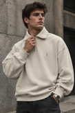 دورس اولد مانی ماندانا نیم زیپ مردانه رنگ کرم حامو ور | Hamo Cream Half-Zip Sweatshirt