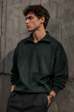 دورس اولد مانی ماندانا نیم زیپ مردانه رنگ سبز یشمی حامو ور | Hamo Cream Half-Zip Sweatshirt