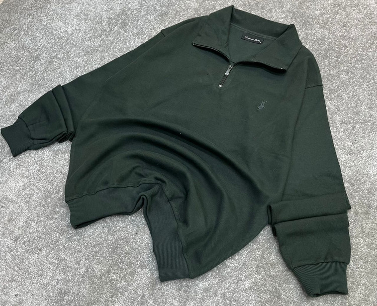 دورس اولد مانی ماندانا نیم زیپ مردانه رنگ سبز یشمی حامو ور | Hamo Cream Half-Zip Sweatshirt