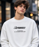 دورس مردانه یقه گرد سه نخ سفید طرح تایپوگرافی حامو ور پشت چاپ LIONIDAS | Hamo Urban Crewneck