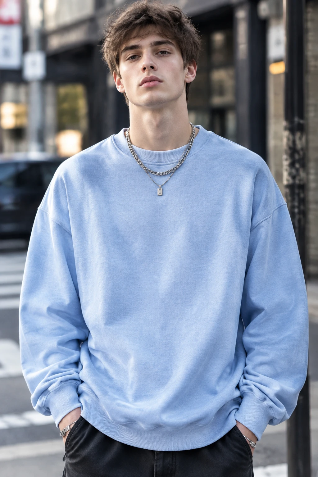 سویشرت دورس بیسیک لش پنبه سه نخ ضخیم پاستیلی حامو | Hamo Basic Oversized Sweatshirt