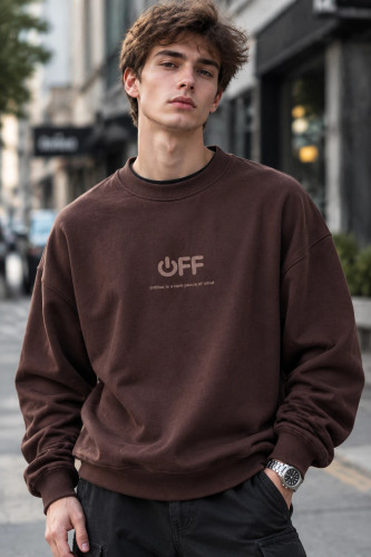 دورس پنبهایسه نخ کژوال مردانه رنگ شکلاتی موکا حامو | Hamo Aesthetic Minimal Pullover