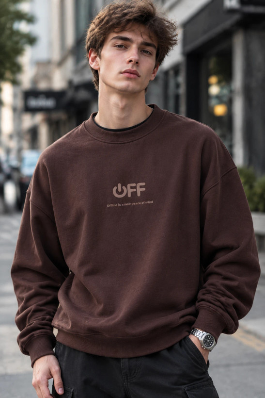 دورس پنبهایسه نخ کژوال مردانه رنگ شکلاتی موکا حامو | Hamo Aesthetic Minimal Pullover