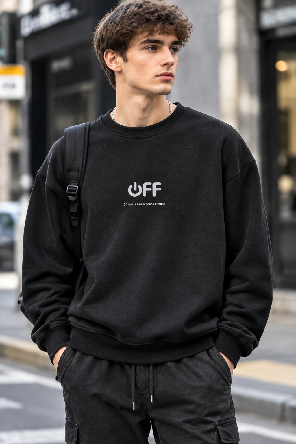 دورس پنبه‌ایسه نخ کژوال مردانه رنگ مشکی حامو | Hamo Aesthetic Minimal Pullover