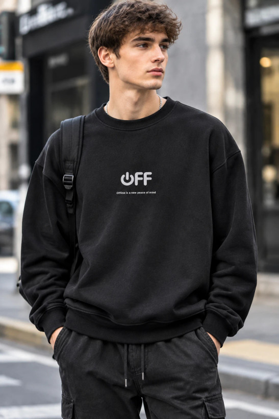 دورس پنبهایسه نخ کژوال مردانه رنگ مشکی حامو | Hamo Aesthetic Minimal Pullover