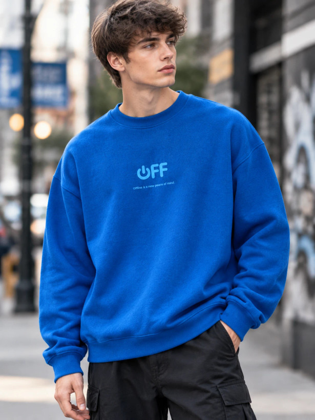 دورس پنبهایسه نخ کژوال مردانه رنگ ابی کاربنی حامو | Hamo Aesthetic Minimal Pullover