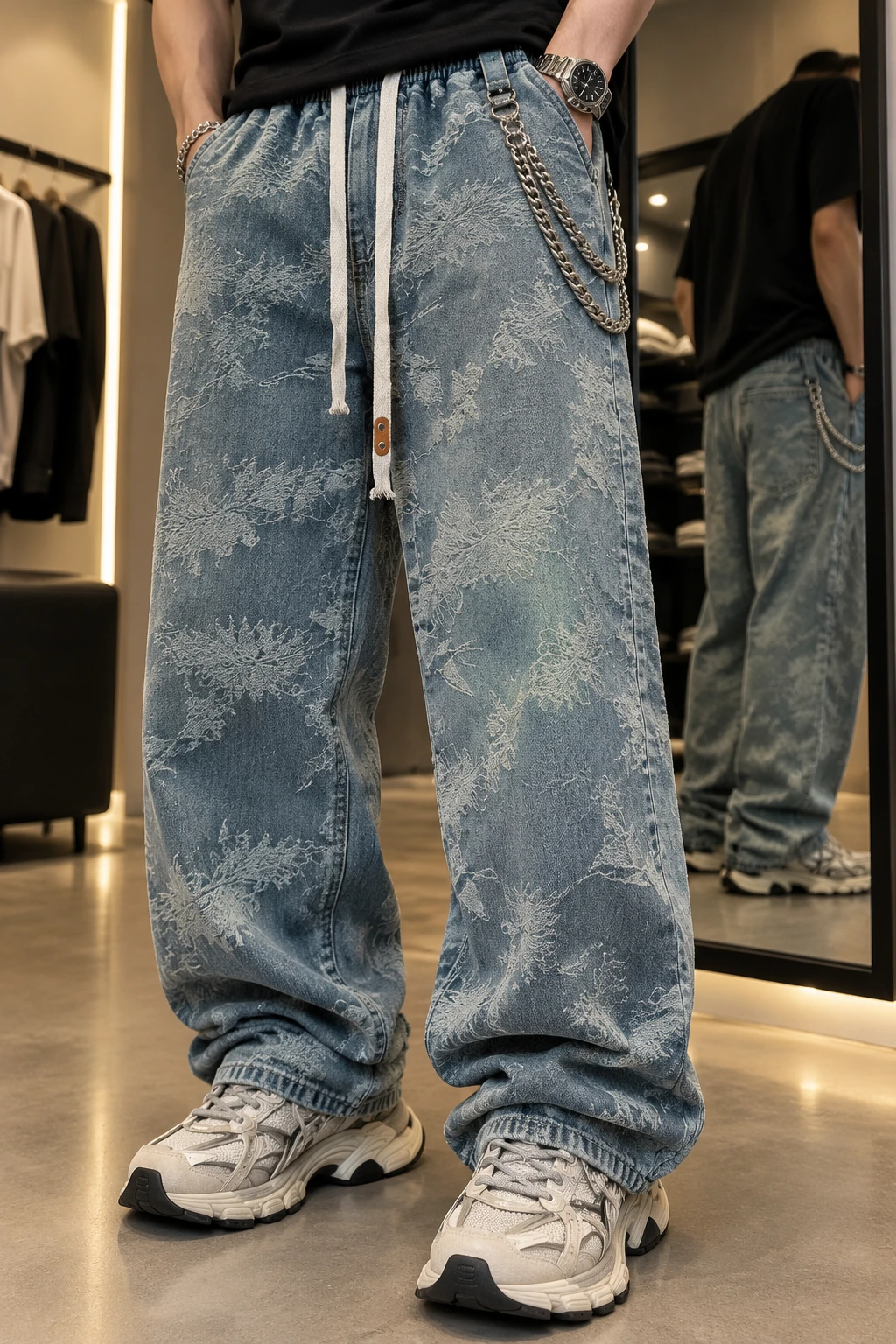 شلوار استریتاستایل بگ پارچه زنبوری مردانه مستر کوالیتی | Hamo Master Quality Baggy Jeans