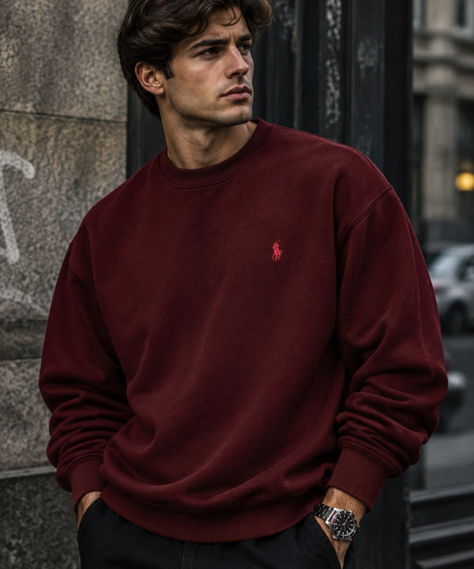 دورس مردانه ماندانا اولد مانی زرشکی مستر کوالیتی | Hamo Mandana Old Money Crewneck