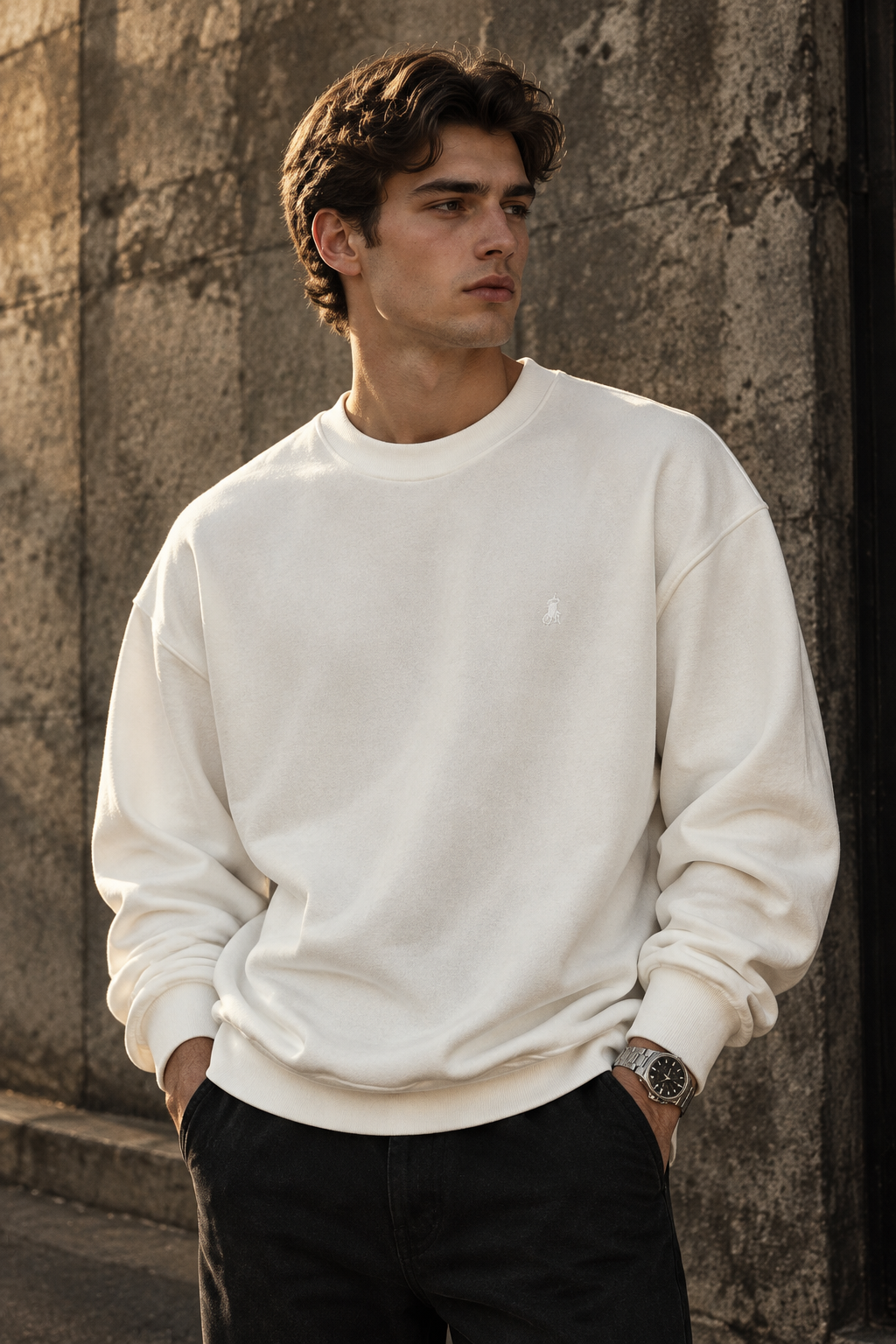 دورس مردانه ماندانا اولد مانی سفید مستر کوالیتی | Hamo Mandana Old Money Crewneck