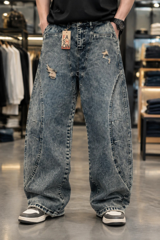 شلوار بالونی مردانه مناسب استایل هیپهاپ Hip-Hop Balloon Fit Jeans حامو 13کد