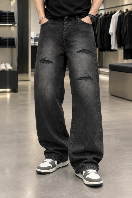 شلوار جین بگ مردانه استایل گرانج برند حامو Grunge Style Baggy Denim
