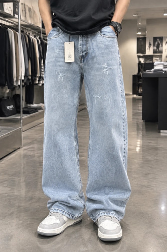 شلوار نیم بگ مردانه Y2K آبی روشن حامو | Hamo Streetwear Washed Jeans