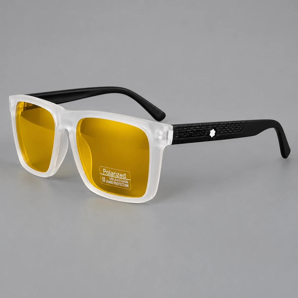 عینک آفتابی فریم یخی عدسی زرد طلایی | Ice Frame Sunglasses