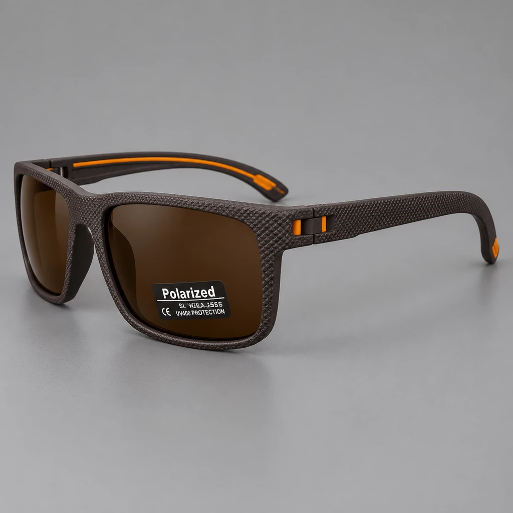 عینک آفتابی فریم قهوه‌ای بافت‌دار و لنز قهوه‌ای | Textured Brown Sunglasses – Hamo