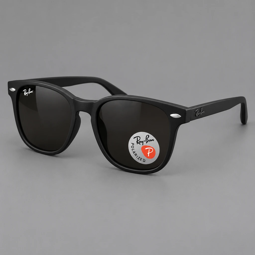 عینک آفتابی کلاسیک فریم مشکی مات و لنز تیره | Classic Matte Black Dark Lens Shades