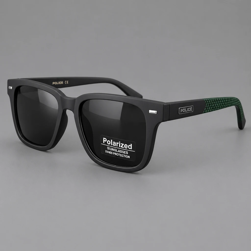 عینک آفتابی اسپرت مشکی با دسته سبز بافت‌دار | Sporty Black Green Sunglasses – Hamo