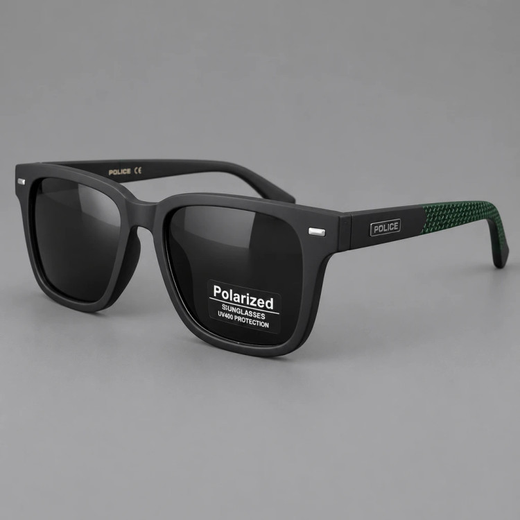 عینک آفتابی اسپرت مشکی با دسته سبز بافتدار | Sporty Black Green Sunglasses – Hamo