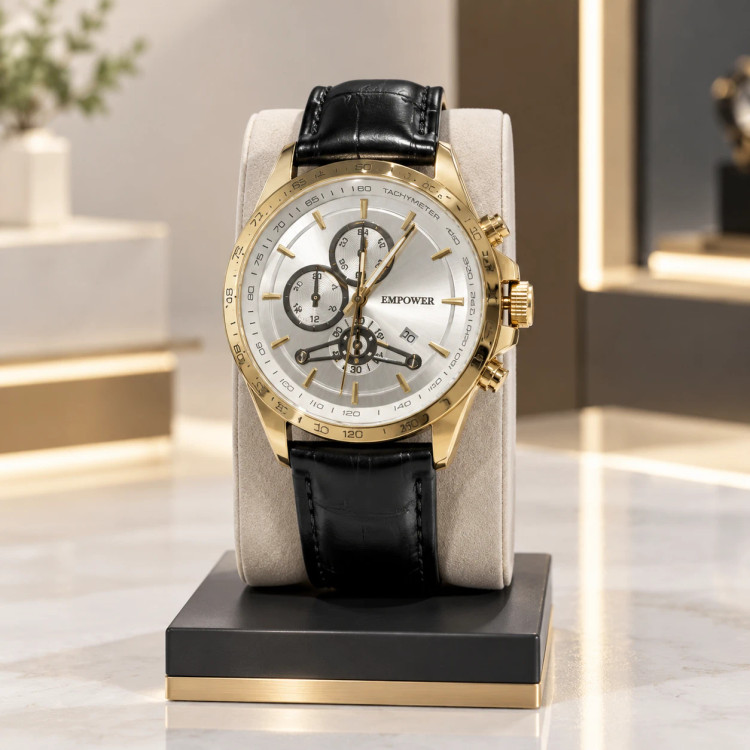ساعت موتور ژاپن مچی کرونوگرافاستایل طلایی صفحه نقرهای | Gold & Silver Dial Watch – Hamo Edit