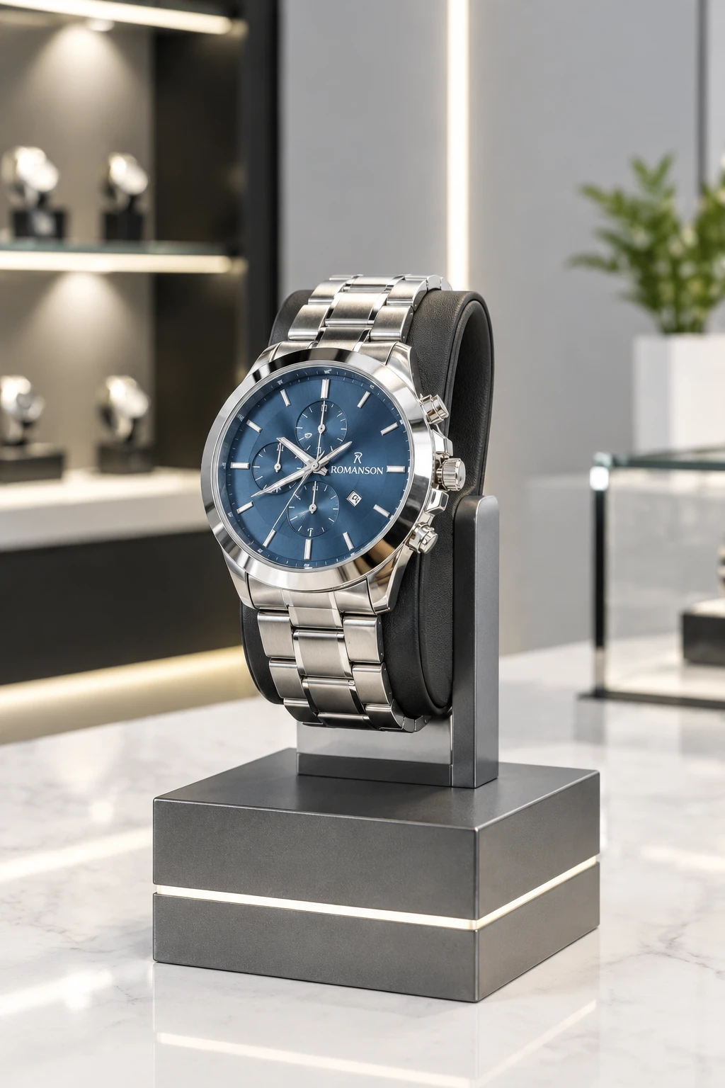 ساعت مردانه شیک استیل بند متالیک صفحه آبی | Stainless Steel Blue Watch – Hamo Edit