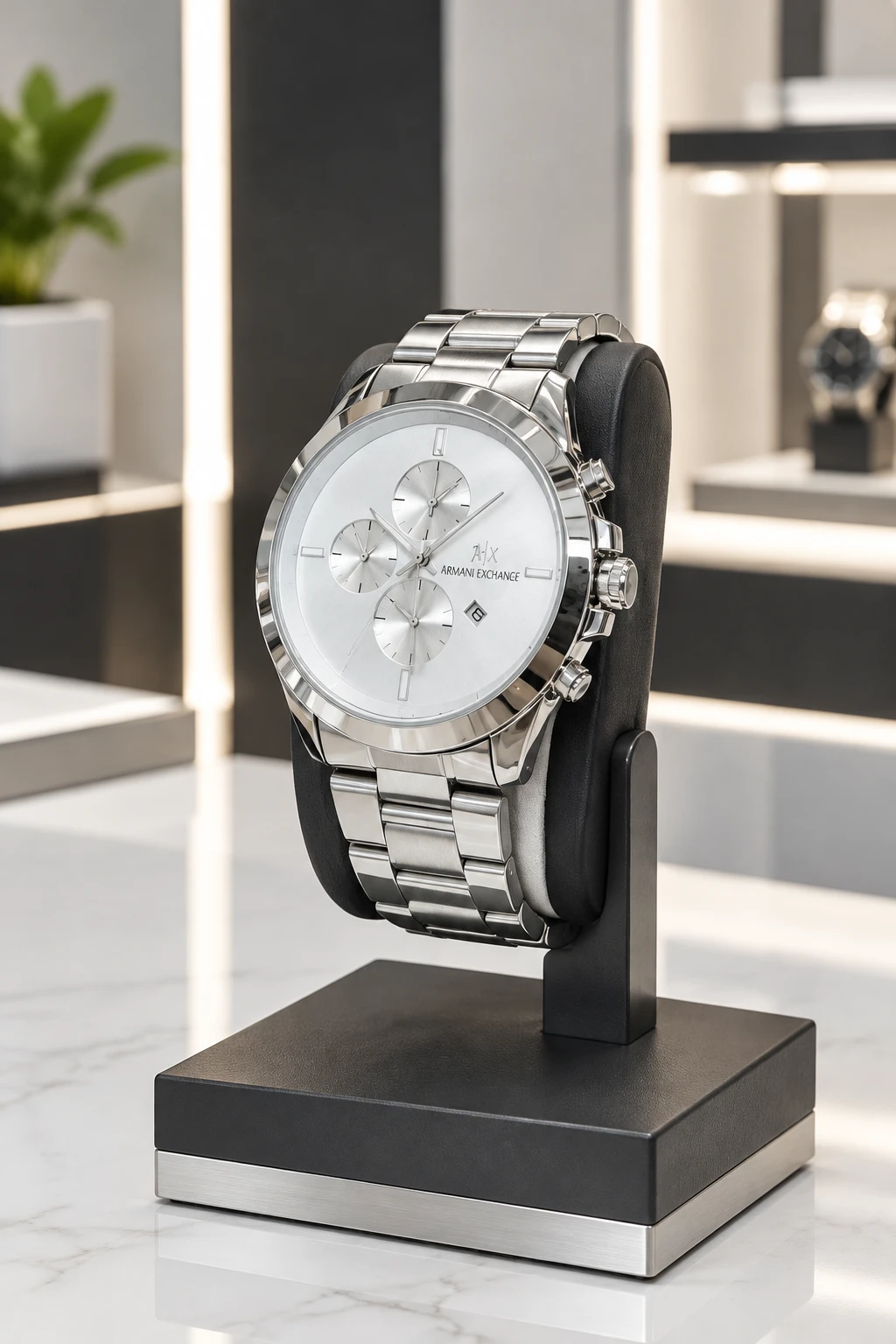 ساعت مچی استیل نقره‌ای طرح آرمانی اکسچنج | Armani Exchange Style Silver Watch – Hamo Edit