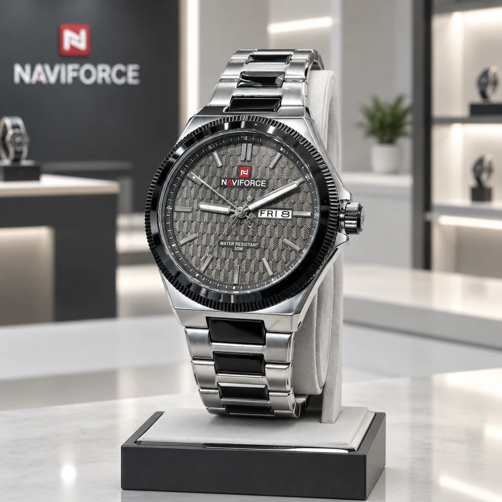 ساعت مچی ناوی فورس NAVIFORCE مدل NF9285 اورجینال مردانه موتور ژاپن اصلی بند استیل