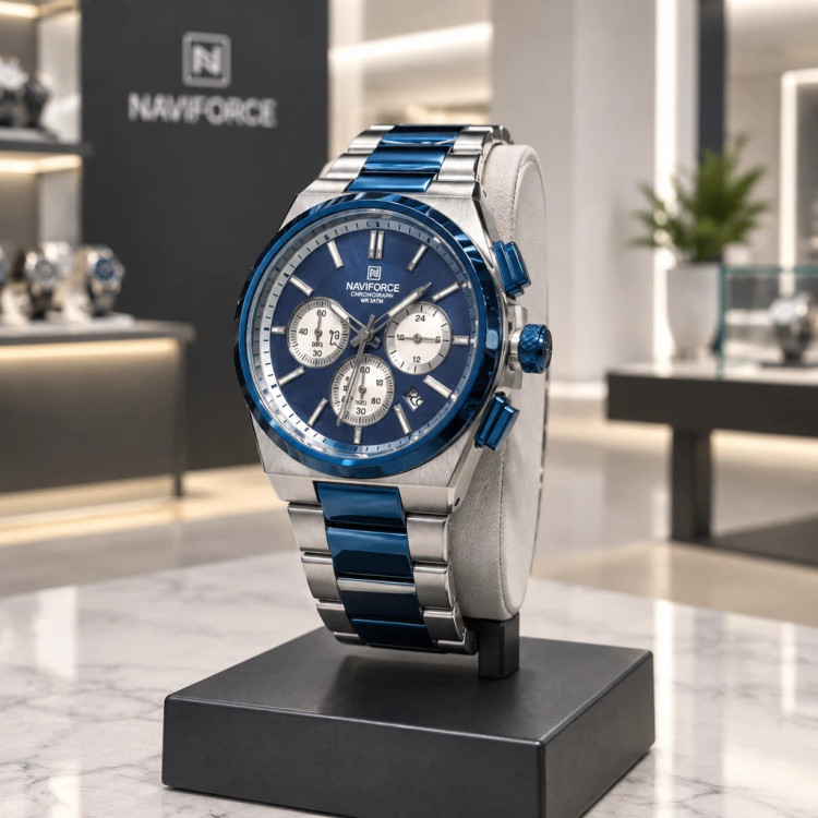 ساعت مچی ناوی فورس NAVIFORCE مدل NF9193 اورجینال مردانه سه موتور فعال بند استیل